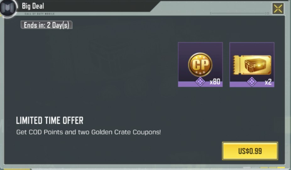آفر 1 دلاری Limited time کالاف دیوتی موبایل